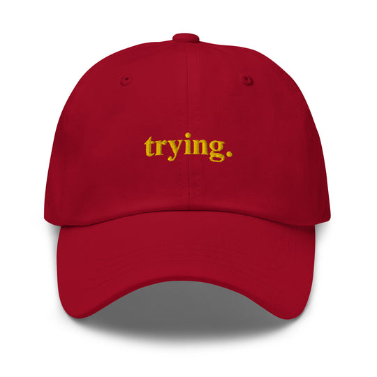 Trying: Red Dad Hat