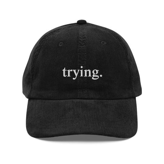 Trying: Black Corduroy Hat